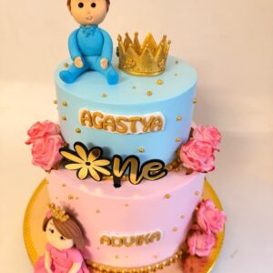 Royal Twin Theme Cake – Prince & Princess Crown Delight
