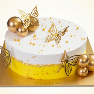 Royal Yellow & Gold Butterfly Celebration Cake