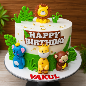 Jungle Theme Birthday Cake – Cute Animal Designer Cake for Kids