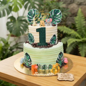 Jungle Safari Theme 2-Tier Birthday Cake | Joykas Cakes