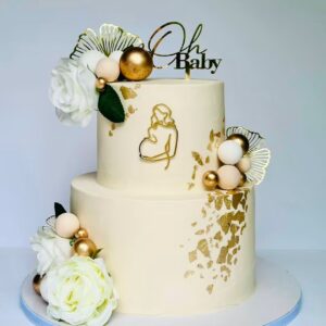 Elegance Oh Baby 2-Tier Cake | Custom Baby Shower Cakes by Joykas Cakes