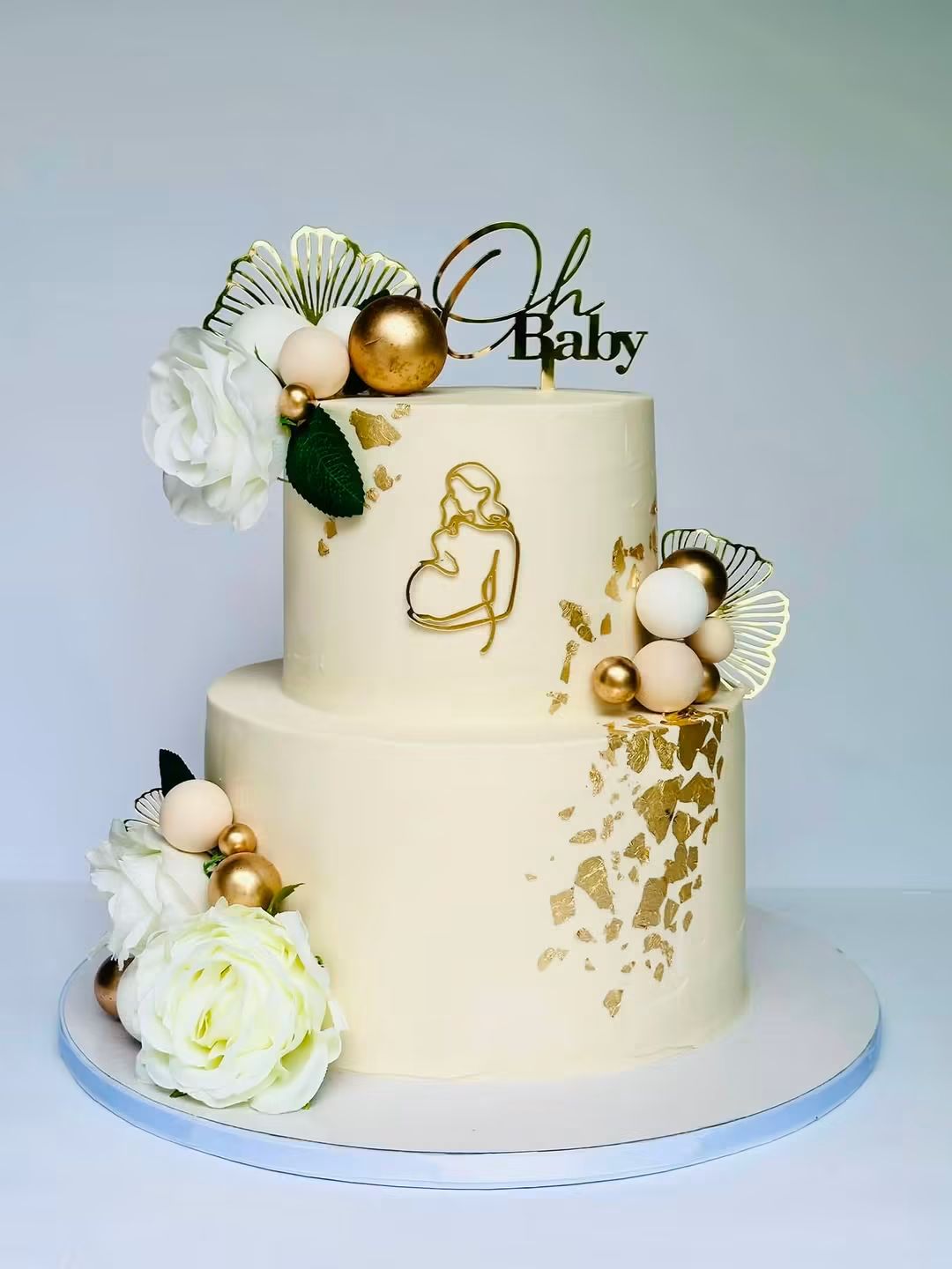 Elegance Oh Baby 2-Tier Cake | Custom Baby Shower Cakes by Joykas Cakes
